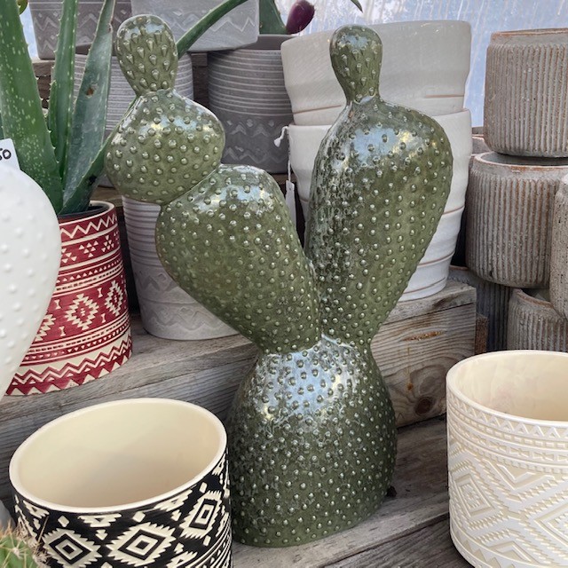 Tirelire Adulte Cactus en Céramique - Décoration Nordique Or et Ivoire